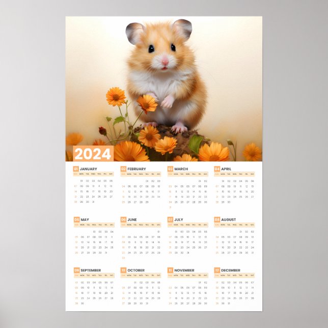 Poster Cartaz do Calendário Grande do Hamster 2024 (Frente)
