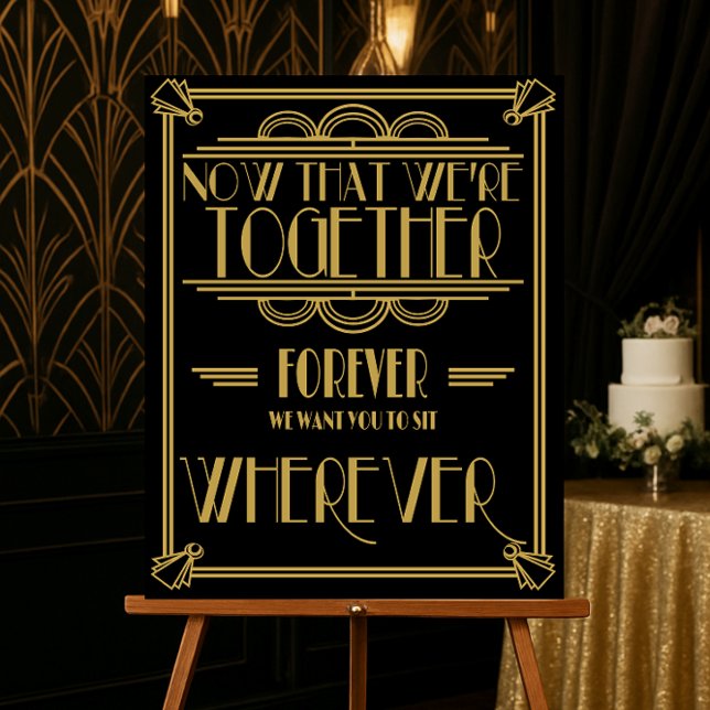 Poster Cartaz do casamento do plano de assento da Art dec (Criador carregado)
