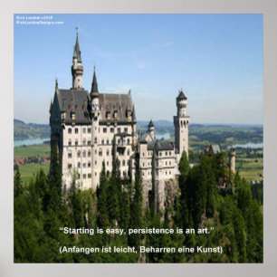 Pôster Cartaz do Castelo de Neuschwanstein e Ditado Alemã
