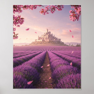 Poster Cartaz do Castelo Fantasia no Campo de Lavanda – F