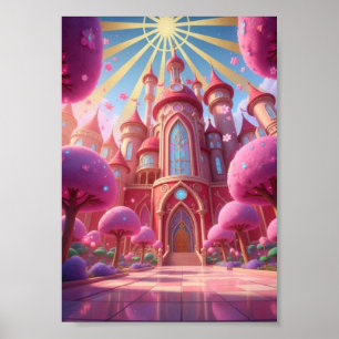 Poster Cartaz do Castelo Pastel do Reino da Fantasia Mági