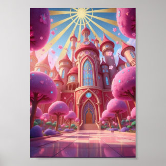 Poster Cartaz do Castelo Pastel do Reino da Fantasia Mági