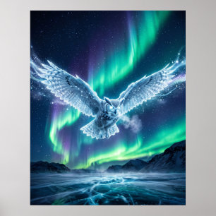 Poster Cartaz do Céu da Tundra Congelada da Coruja de Gel