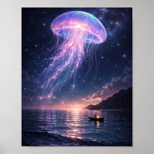 Poster Cartaz do Céu Noturno da Jellyfish Cósmica
