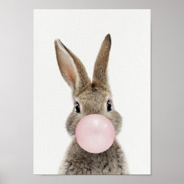 Poster Cartaz do Coelho Soprando Chiclete Rosa