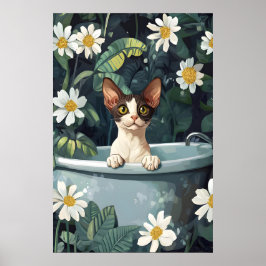 Poster Cartaz do Cornish Rex na Banheira, Cartaz Divertid