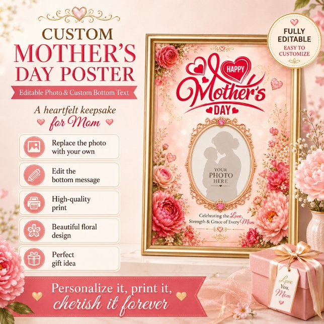 Poster Cartaz do Dia das Mães com Foto e Texto Editáveis (Criador carregado)