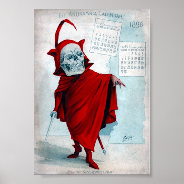 Pôster Cartaz do Diabo Esqueleto do Calendário Antikamnia (Frente)