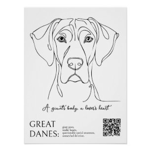 Pôster Cartaz do Dogue Alemão em Arte Linear 