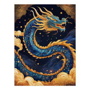 Pôster cartaz do dragão chinês