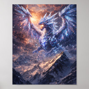 Poster Cartaz do Dragão de Cristal Sobre as Montanhas