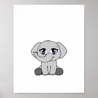 Poster Cartaz do Elefante Bebê no Estilo Chibi