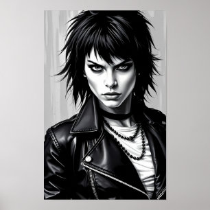 Poster Cartaz do Espírito do Glam Rock Monocromático Rebe