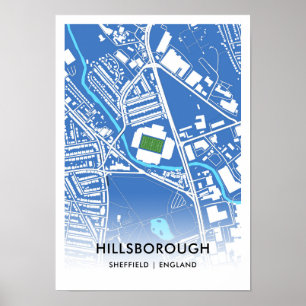 Poster Cartaz do Estádio Hillsborough – Casa do Sheffield