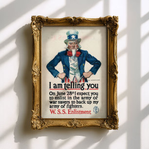 Poster Cartaz do Exército da Primeira Guerra Mundial Tio