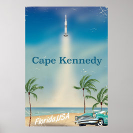 Poster Cartaz do foguete retro Saturno cinco do Cabo Kenn