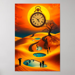 Poster Cartaz do Guardião do Tempo do Deserto Surreal