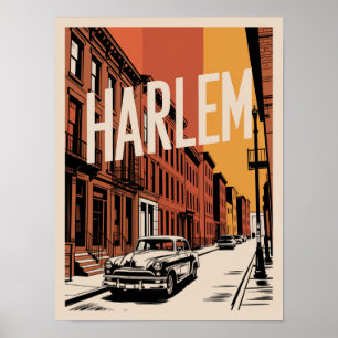 Poster Cartaz do Harlem Vintage Car Brownstone