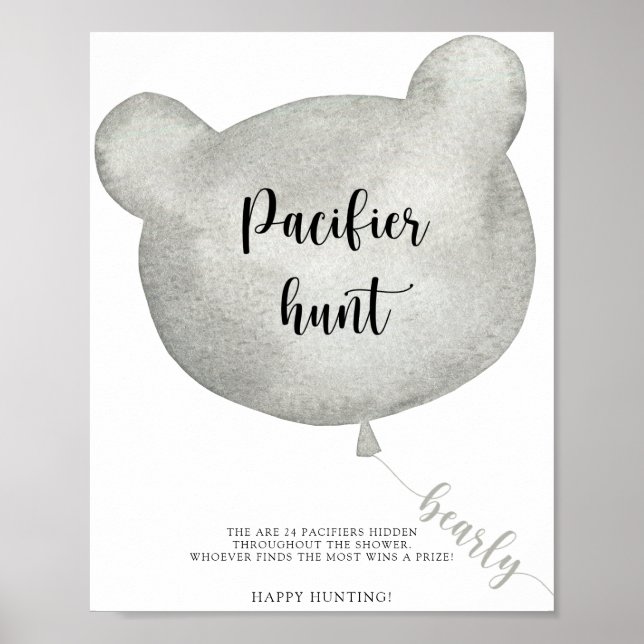Poster Cartaz do jogo caça ao chupeta do balão de urso (Frente)
