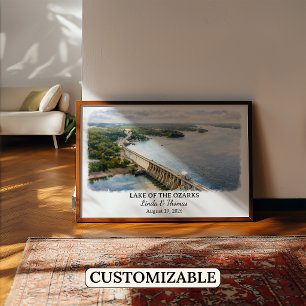 Poster Cartaz do Lago dos Ozarks Missouri, Aquarela
