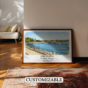 Poster Cartaz do Lago Genebra Wisconsin, Aquarela, Person