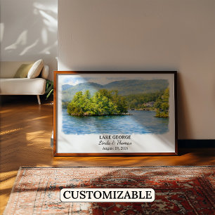 Poster Cartaz do Lago George Nova York, Aquarela, Persona