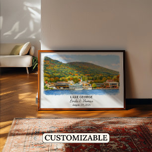Poster Cartaz do Lago George Nova York, Aquarela, Persona