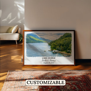 Poster Cartaz do Lago George Nova York, Aquarela, Persona