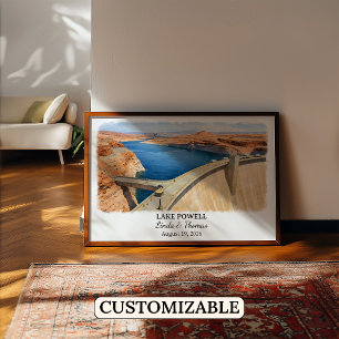 Poster Cartaz do Lago Powell Utah, Aquarela, Personalizad