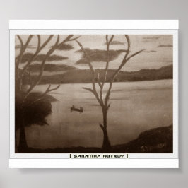 Pôster cartaz do lago preto e branco