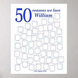 Poster Cartaz do Livro de Visitas de Aniversário de 50 an