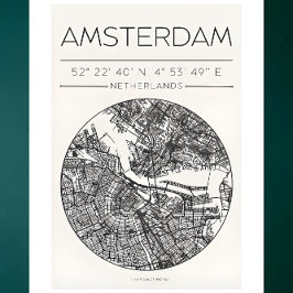 Poster Cartaz do Mapa da Cidade de Amsterdã – Arte Urbana