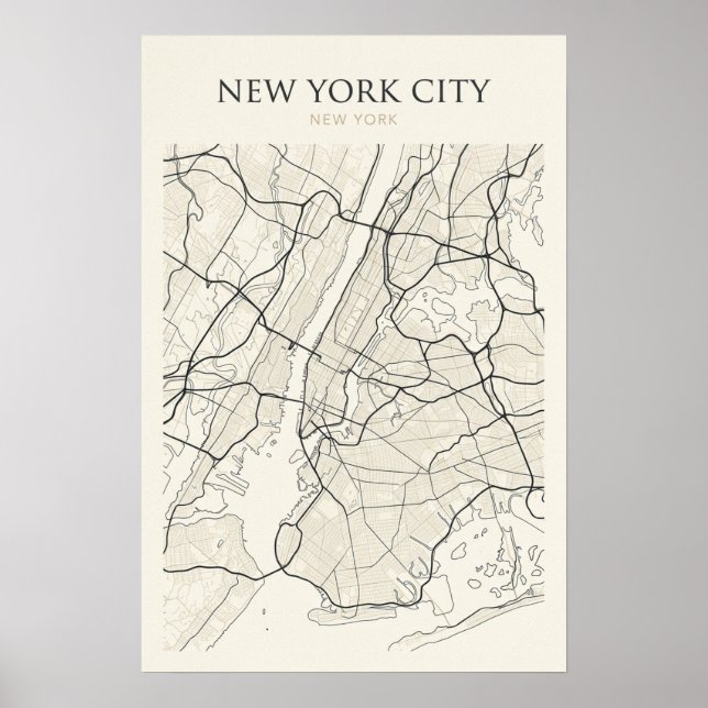 Poster Cartaz do Mapa da Cidade de Nova York (Frente)