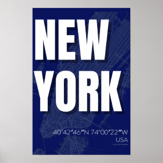 Poster Cartaz do Mapa da Cidade de Nova York Minimalista