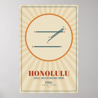 Poster Cartaz do Mapa da Pista do Aeroporto de Honolulu H