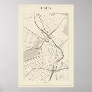 Poster Cartaz do Mapa da Rua de Boston