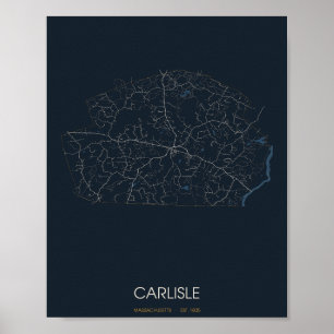 Poster Cartaz do Mapa da Rua de Carlisle Massachusetts (N