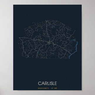 Poster Cartaz do Mapa da Rua de Carlisle Massachusetts (N