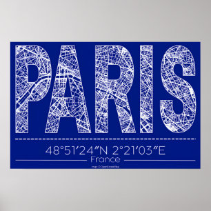 Poster Cartaz do Mapa de Tipografia do Plano de Paris – H