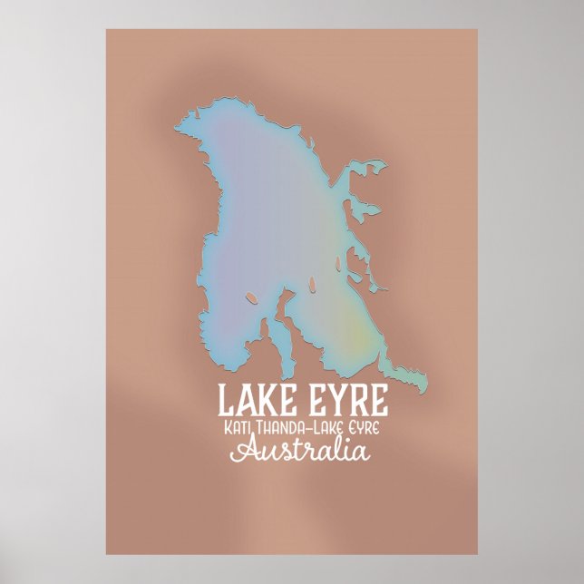 Poster Cartaz do mapa do Lago Eyre Austrália (Frente)