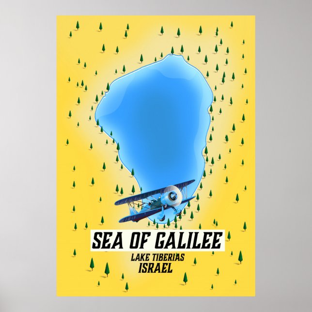 Poster Cartaz do mapa do Mar da Galileia Israel (Frente)