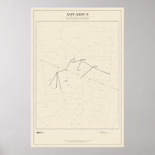 Poster Cartaz do Mapa Estelar da Constelação de Aquário