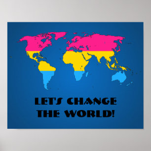 Poster Cartaz do mapa mundial do orgulho pansexual