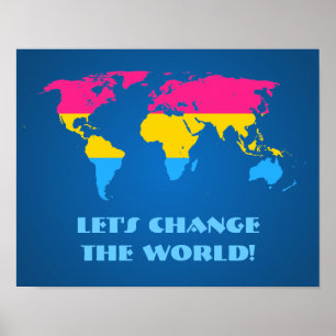Poster Cartaz do mapa mundial do orgulho pansexual