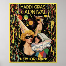 Poster Cartaz do Mardi Gras Nova Orleans.