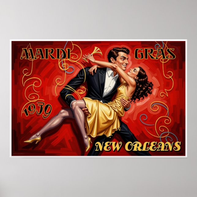 Poster cartaz do Mardi Gras Nova Orleans (Frente)
