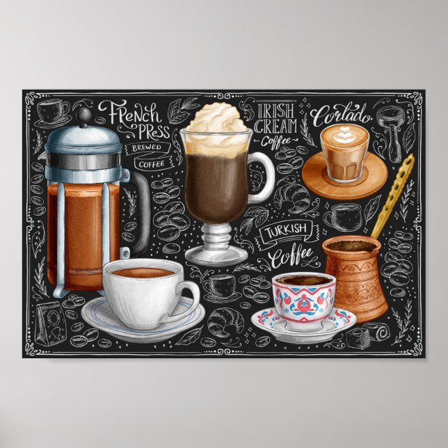 Poster Cartaz do Menu de Café (Frente)