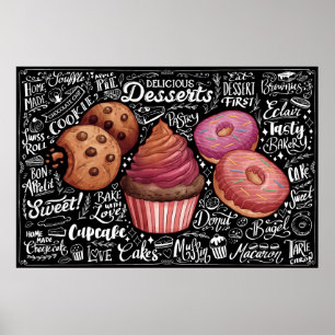 Poster Cartaz do Menu de Sobremesas