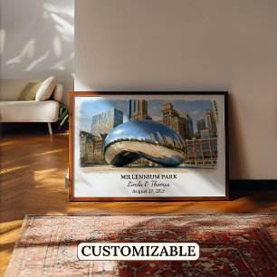 Poster Cartaz do Millennium Park Illinois Chicago Aquarel