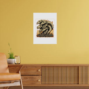Poster Cartaz do Monstro Gigante Esquelético Kaiju na Cid